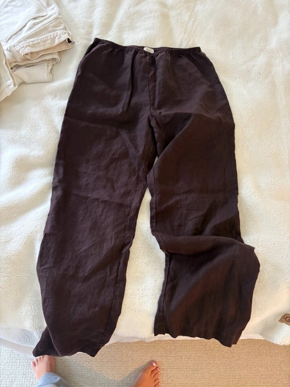 DONNI Espresso Linen Simple Pant M